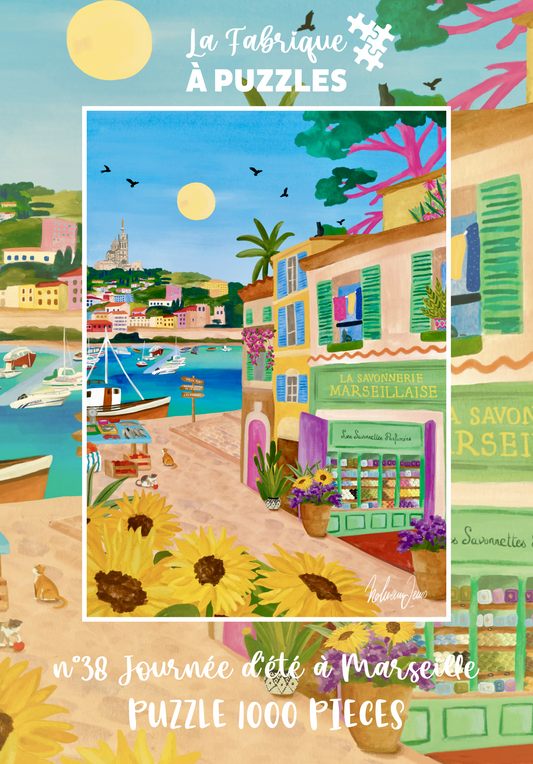 Pré-vente Puzzle n° 38 "Journée d'été à Marseille" par Nolwenn Studios 1000 pièces