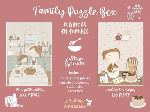 Pré-vente Inédit Coffret Family Puzzle Box - 2 puzzles 200/1000 pièces - Cuisinons en famille